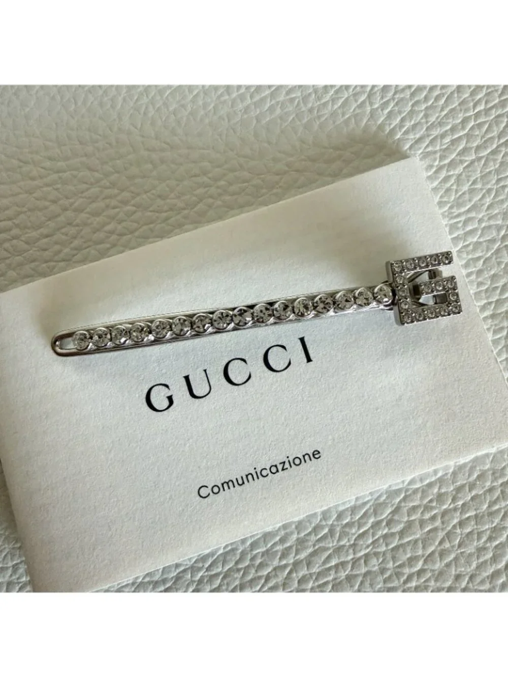 NEW GUCCI Crystal-Embellished Hair Clip G Square G 100% Authentic